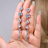 CZ Bezel Bloom Tassels Diamond earrings, Bridal Jewelry Bridal Earrings Crystal Bridal Earrings Statement earrings