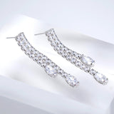 CZ Dainty Crystal Empress Necklace and Earrings Set, Long Bridal Earrings And Necklace, Statement Earrings Cz Necklace Set.