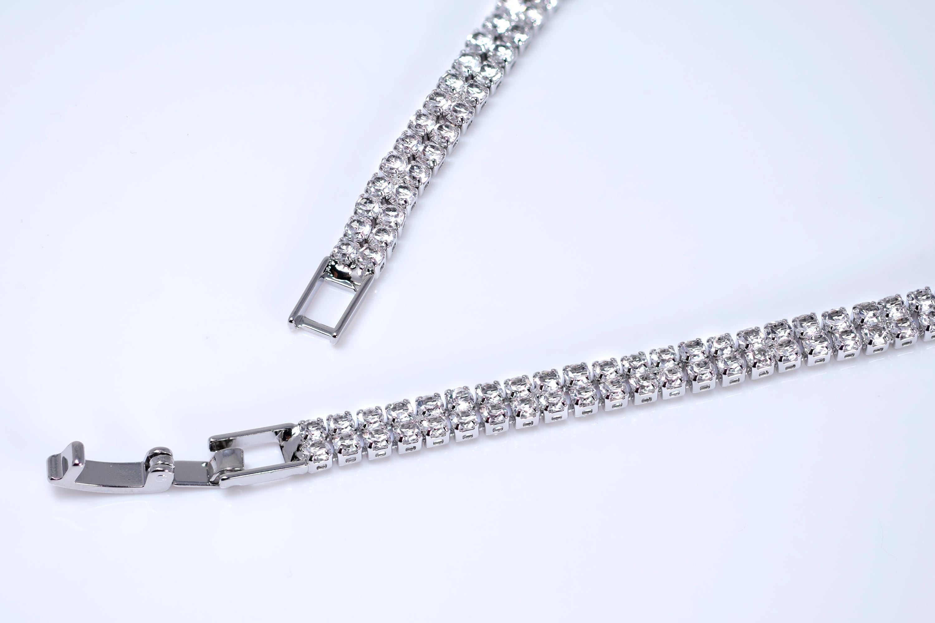 CZ Diamond Gardenia Necklace and Earrings Set, Long Bridal Earrings And Necklace, Statement Earrings Cz Necklace Set.