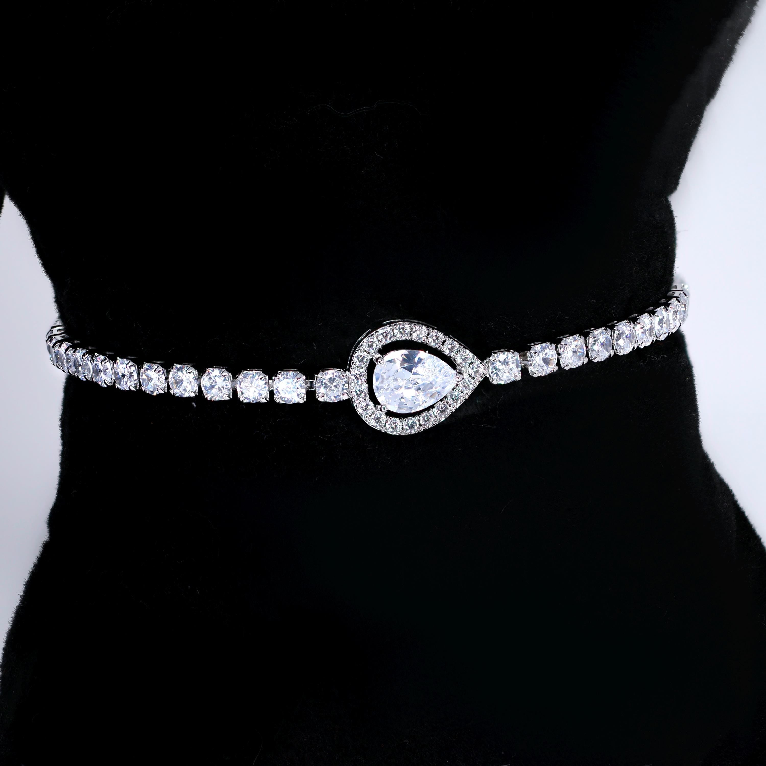 CZ Diamond Tear of Light Dainty Necklace and Earrings Set, Long Bridal Earrings And Necklace, Statement Earrings Cz Necklace Set.