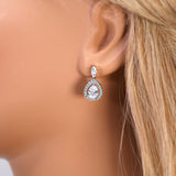 CZ Diamond Tear of Light Dainty Necklace and Earrings Set, Long Bridal Earrings And Necklace, Statement Earrings Cz Necklace Set.