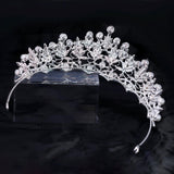 Luxury Crystals Pearl Crest Tiara Floral Leaves Queen Tiara , Bridal Crown, Crystal Wedding, Crystal Wedding Crown, Tiara Bride