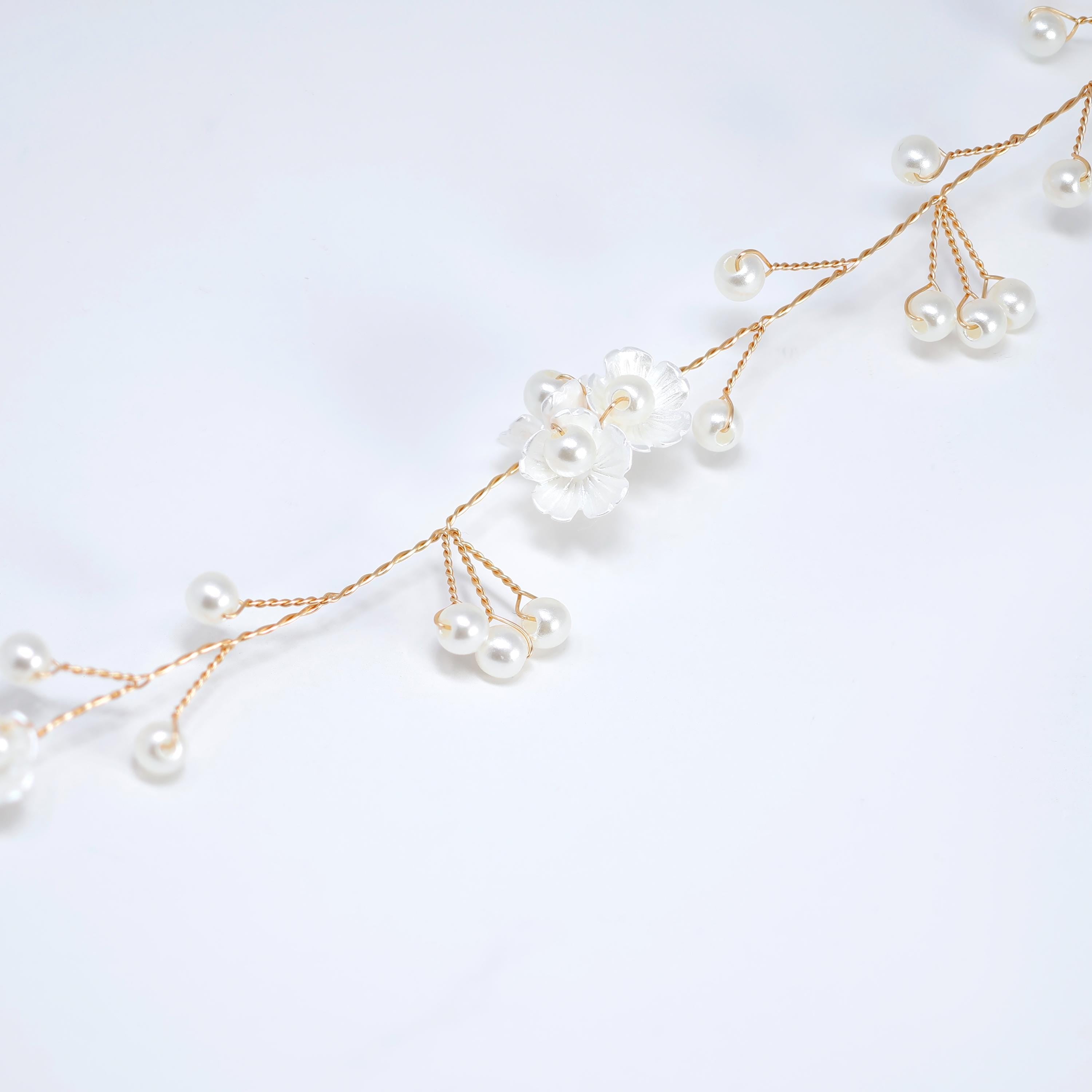 Gilded Ivory Floral Blossom Wedding Hair Vine, Bridal Hair Vine, Rhinestone Headband, Delicate Headband, Statement hair accessories.