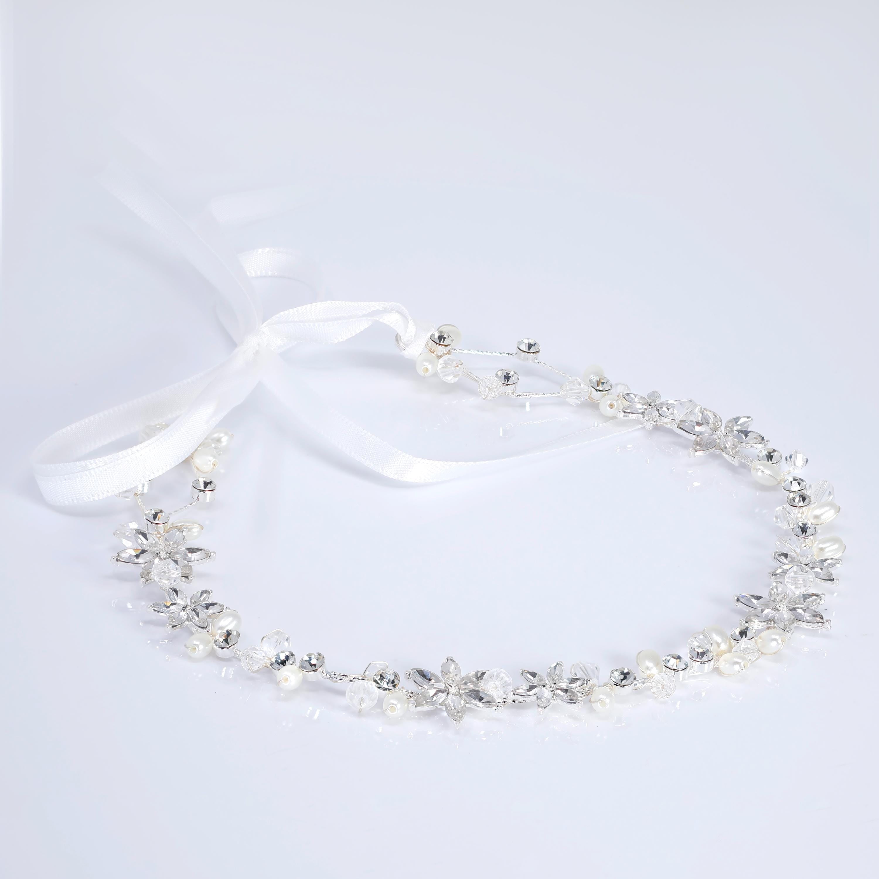 Dainty Pearl Whisper Garland Headband, Bridal Hair Vine, Delicate Headband, Hair accessories.