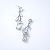 Swarovski Crystal Flower Vine Leaves Earrings, Long Bridal Jewelry, Bridal Earrings And Necklace, Statement Earrings Cz Necklace Set.