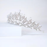 Luxury Crystals Pearl Crest Tiara Floral Leaves Queen Tiara , Bridal Crown, Crystal Wedding, Crystal Wedding Crown, Tiara Bride