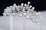 Luxury Crystals Pearl Crest Tiara Floral Leaves Queen Tiara , Bridal Crown, Crystal Wedding, Crystal Wedding Crown, Tiara Bride