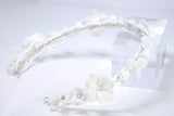 Faux Pearl Porcelain/Ceramic White Flower Floral Serenade Pearl Bridal Headband, Bridal Hair Vine, Delicate Headband, Hair accessories.