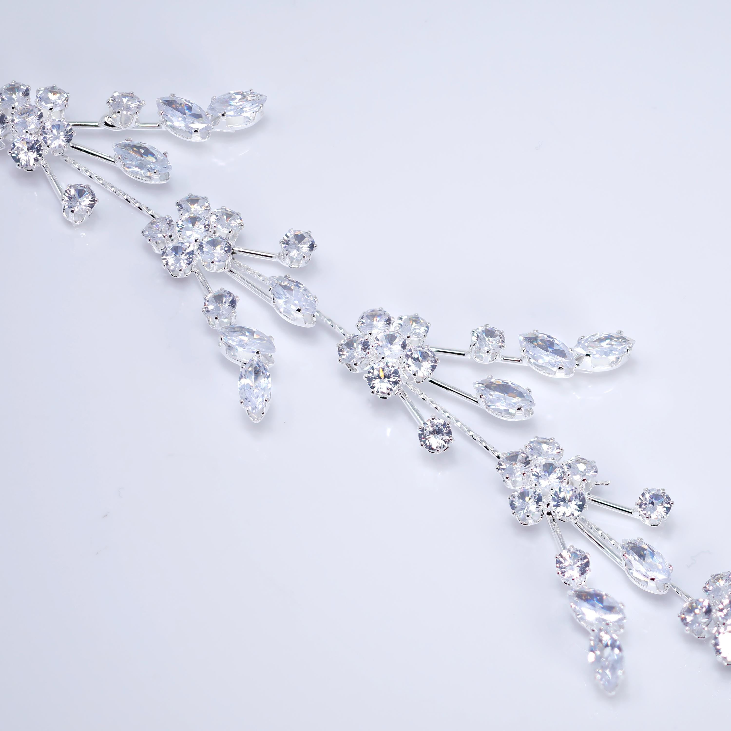 CZ Floral Diamond Kissed Branches Hair Vine Headband, Bridal Hair Vine, Rhinestone Headband, Delicate Headband, Hair accessories.