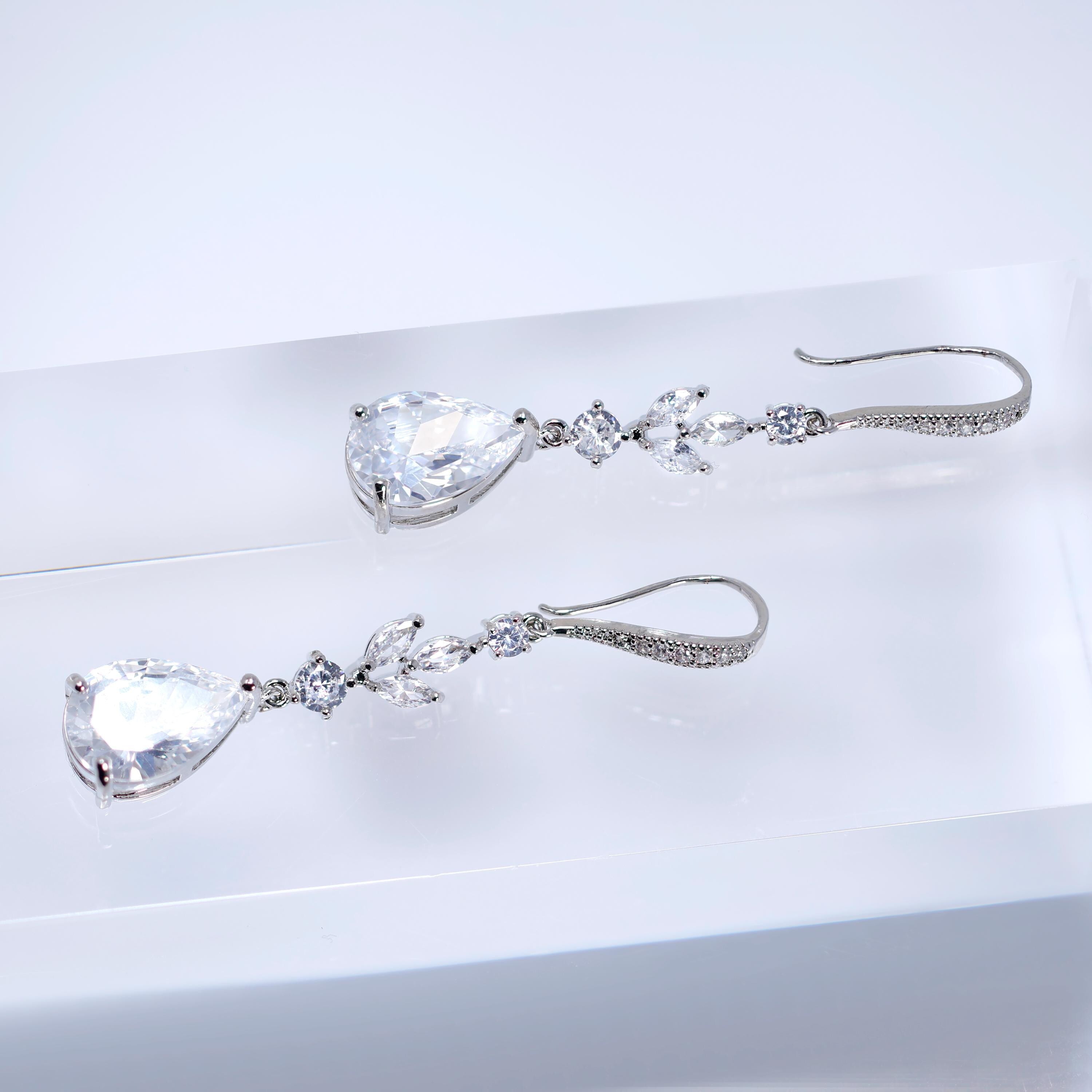 Cubic Zirconia Dewdrops Before Dawn Diamond Earrings, Long Bridal Jewelry, Bridal Earrings, Crystal Bridal Earrings, Statement Earrings Cz