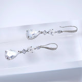 Cubic Zirconia Dewdrops Before Dawn Diamond Earrings, Long Bridal Jewelry, Bridal Earrings, Crystal Bridal Earrings, Statement Earrings Cz
