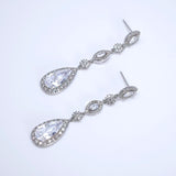 Cubic Zirconia Petals Beneath the Stars Diamond Earrings, Long Bridal Jewelry, Crystal Bridal Earrings, Statement Earrings Cz