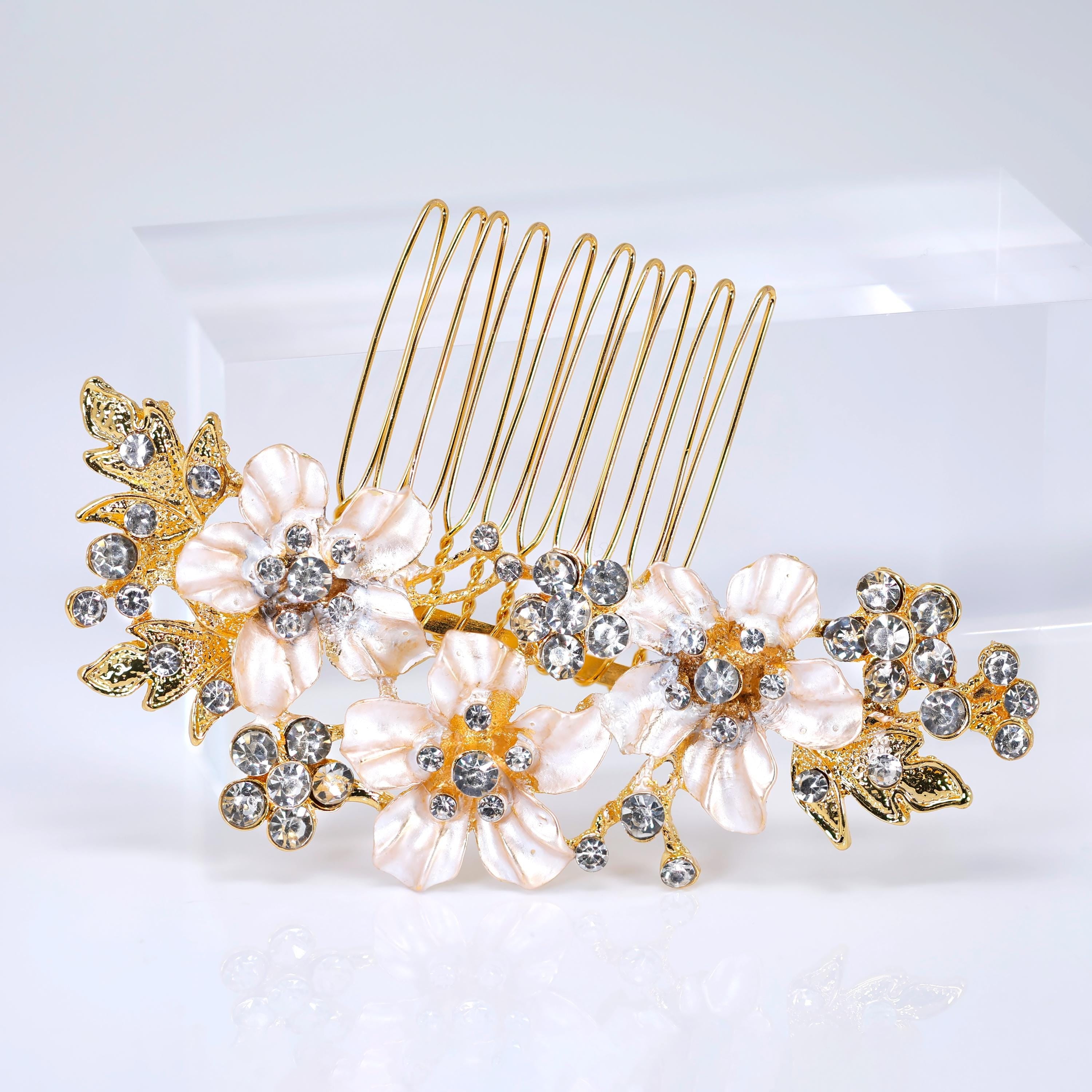 Gilded Petals And Silent Vows Bridal Hair Comb, Bridal Hair Piece, Bridal Hair Accessories, Wedding Hair Accessory.