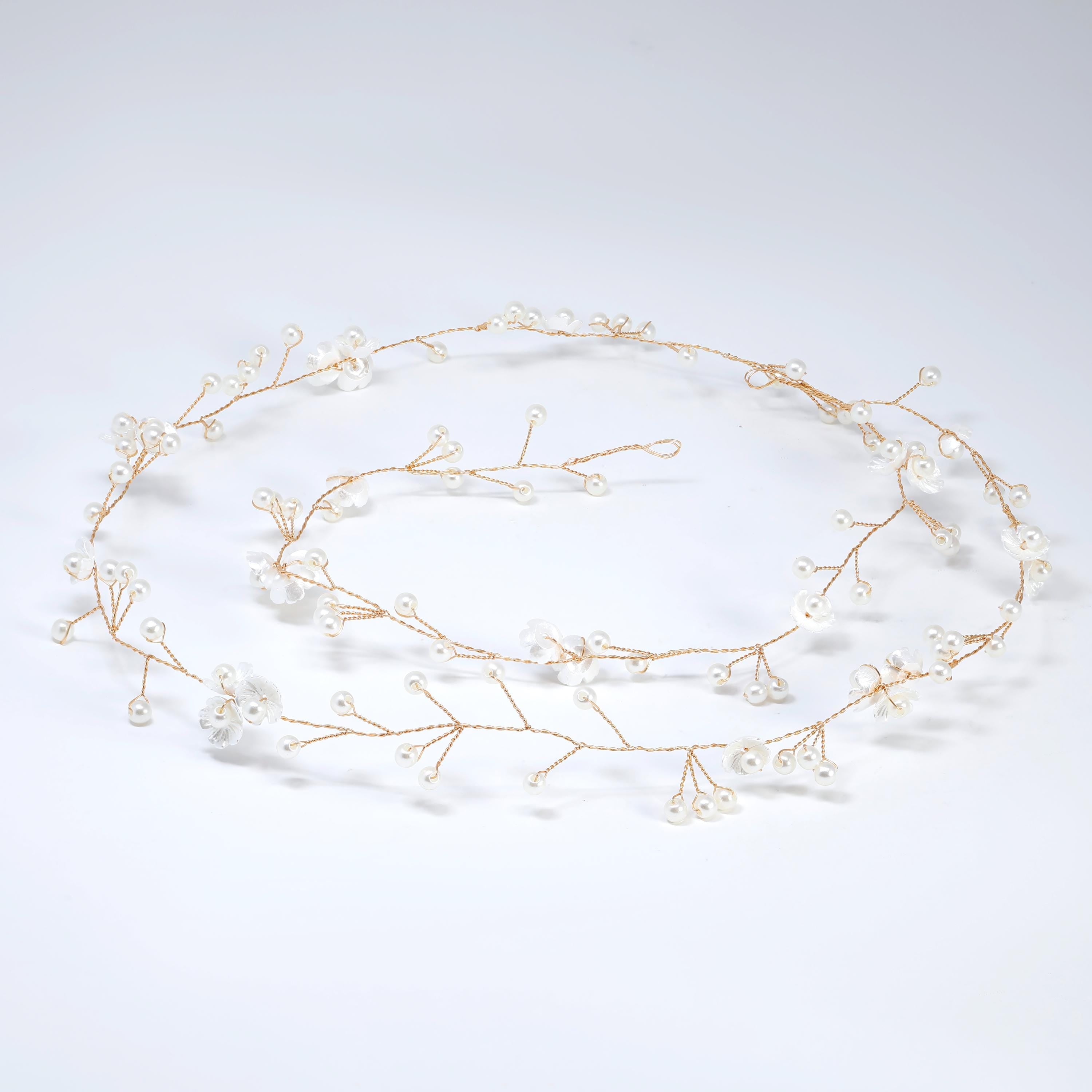 Gilded Ivory Floral Blossom Wedding Hair Vine, Bridal Hair Vine, Rhinestone Headband, Delicate Headband, Statement hair accessories.