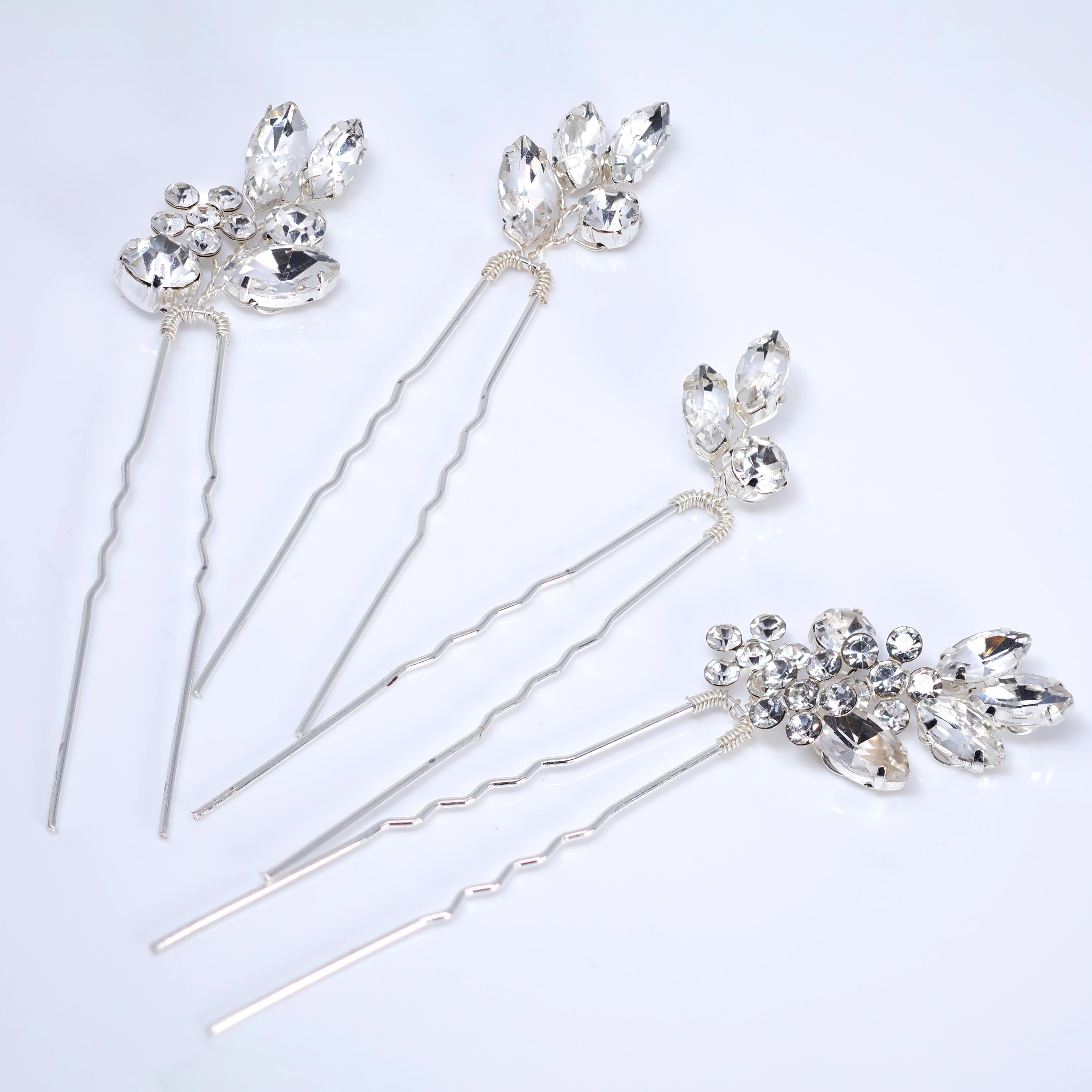 Dreamer's Petal Harmony Set of 4 Hair Pins , Swarovski Hair pins Set, Bridal Hair Accessories, Gift For Her