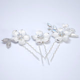 Set Of 3 Dreamy Floral Opal Bridal Hair Pins ,Bridal Hair Piece, Something Blue Hair Pins, Wedding Hair Accessory.