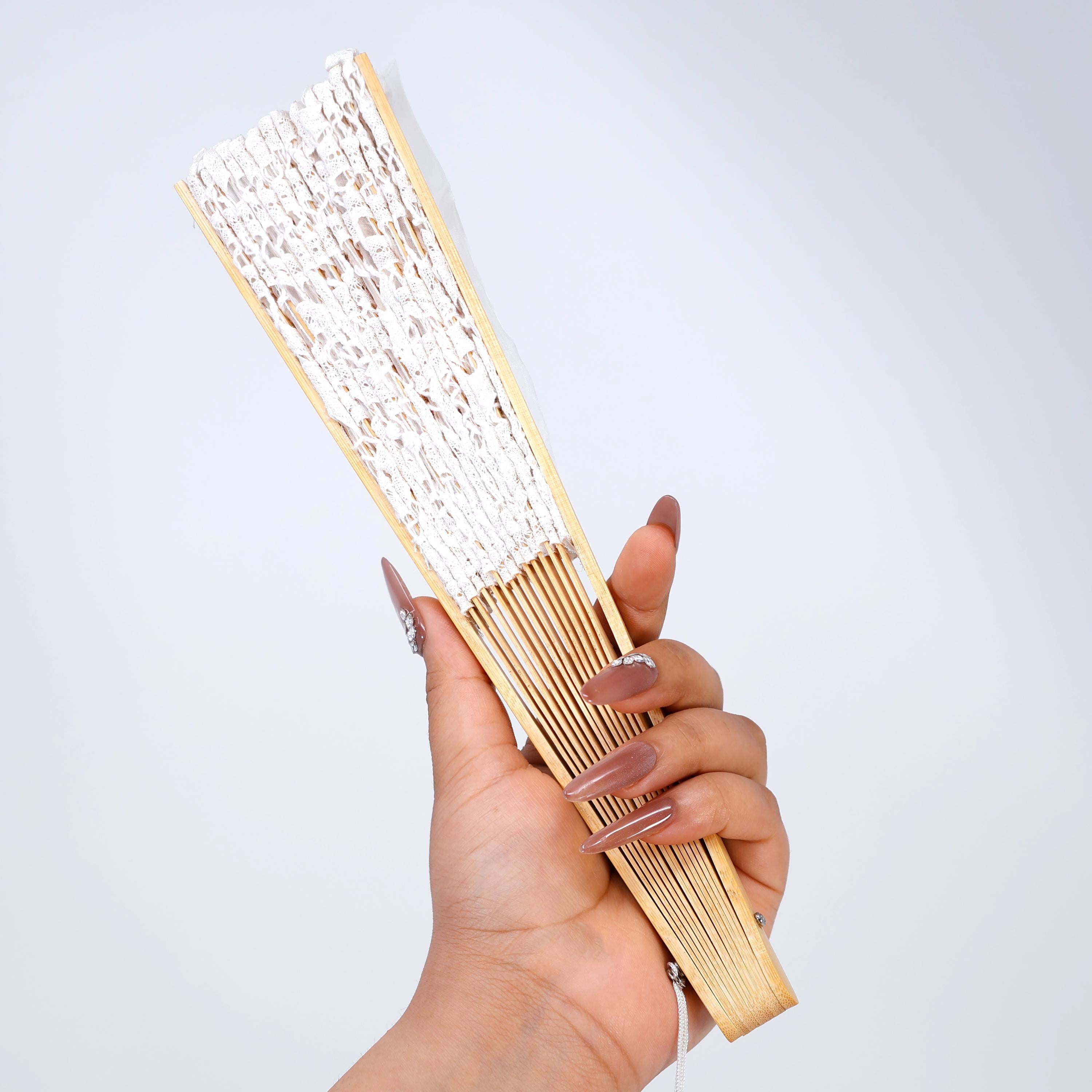 Bridal Lace Folding Hand Fan, Gift For Her, Gift For Mom, Bridesmaid Accessories, Bamboo Hand Fan