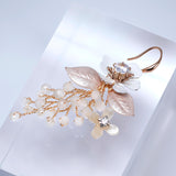 Swarovski Crystals Floral Showering Petals Bridal Earrings, Long Bridal Jewelry Bridal Earrings Clip On Earrings, Statement Earrings.