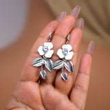 Swarovski Crystals White Floral Vine Bridal Earrings, Long Bridal Jewelry Bridal Earrings Clip On Earrings, Statement Earrings.