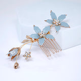 Something Blue Flowers Rhinestones And Pearl Bridal Hair Comb, Bridal Hair Piece, Bridal Hair Accessories, Wedding Hair Accessory.