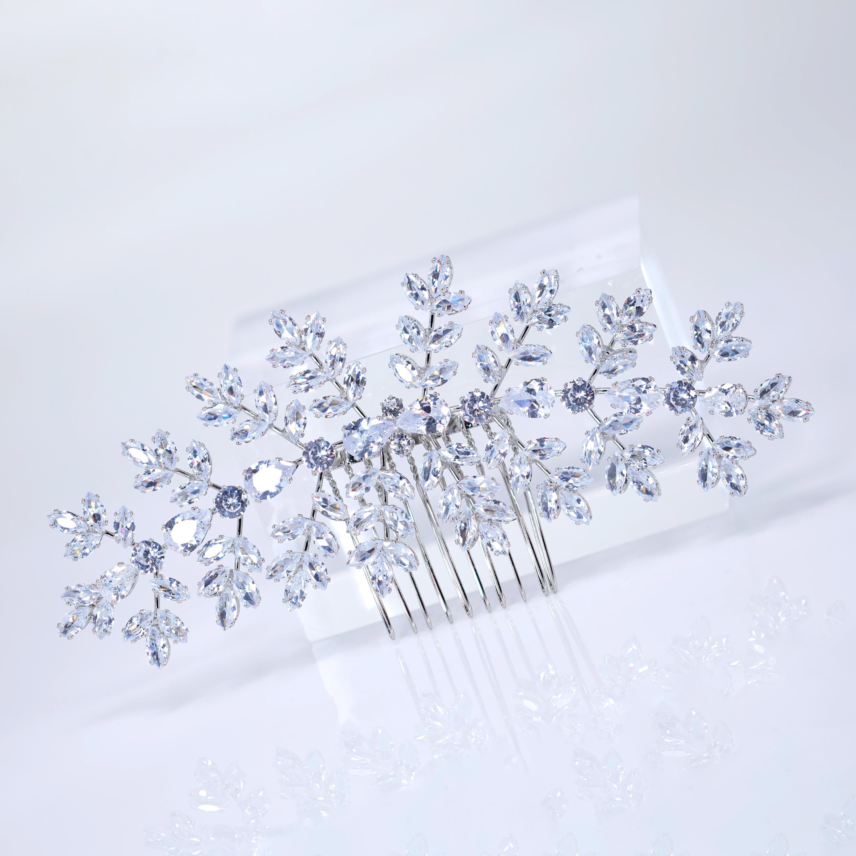 Cubic Zirconia Diamond Ever After Blossoms Bridal Hair Comb, Bridal Hair Accessories, Wedding Hair Accessory, Bridal Hair Comb.