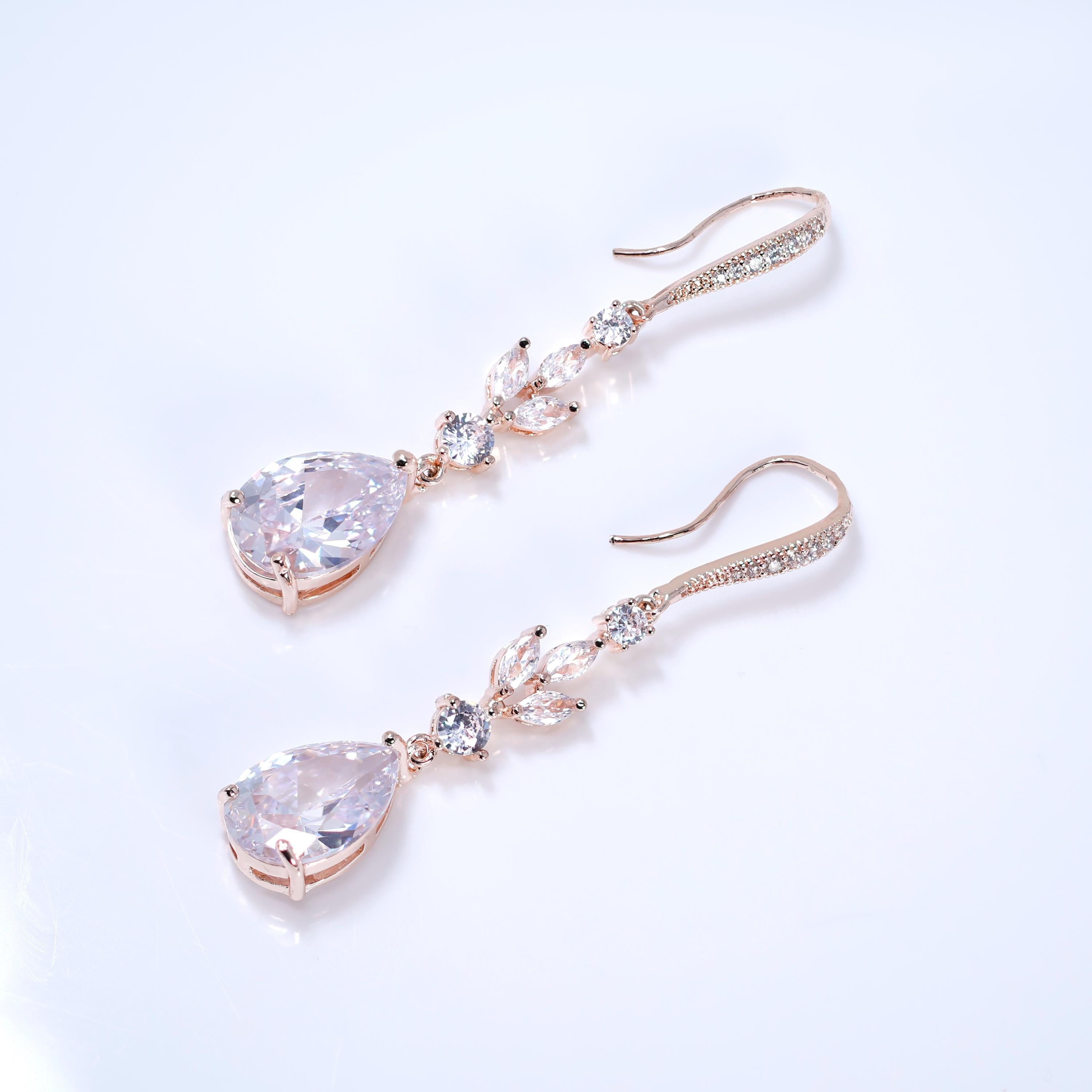 Cubic Zirconia Dewdrops Before Dawn Diamond Earrings, Long Bridal Jewelry, Bridal Earrings, Crystal Bridal Earrings, Statement Earrings Cz