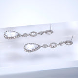 Cubic Zirconia Petals Beneath the Stars Diamond Earrings, Long Bridal Jewelry, Crystal Bridal Earrings, Statement Earrings Cz