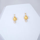 CZ Golden Bellflower Dew Drop Dainty Diamond Earrings, Long Bridal Jewelry, Bridal Earrings, Crystal Bridal Earrings, Statement Earrings Cz