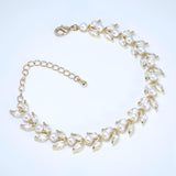 CZ Diamond Vine Leaves And Pearl Wedding Bracelet, Bridal Bracelet, Cubic Zirconia Bracelet, Bridal jewelry, Wedding Accessories