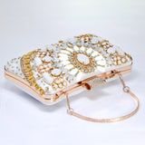 White Gold Floral Wedding Bag, Statement Bag, Evening Wedding Clutch, Bridal Clutch, Bridal Cross body bag.