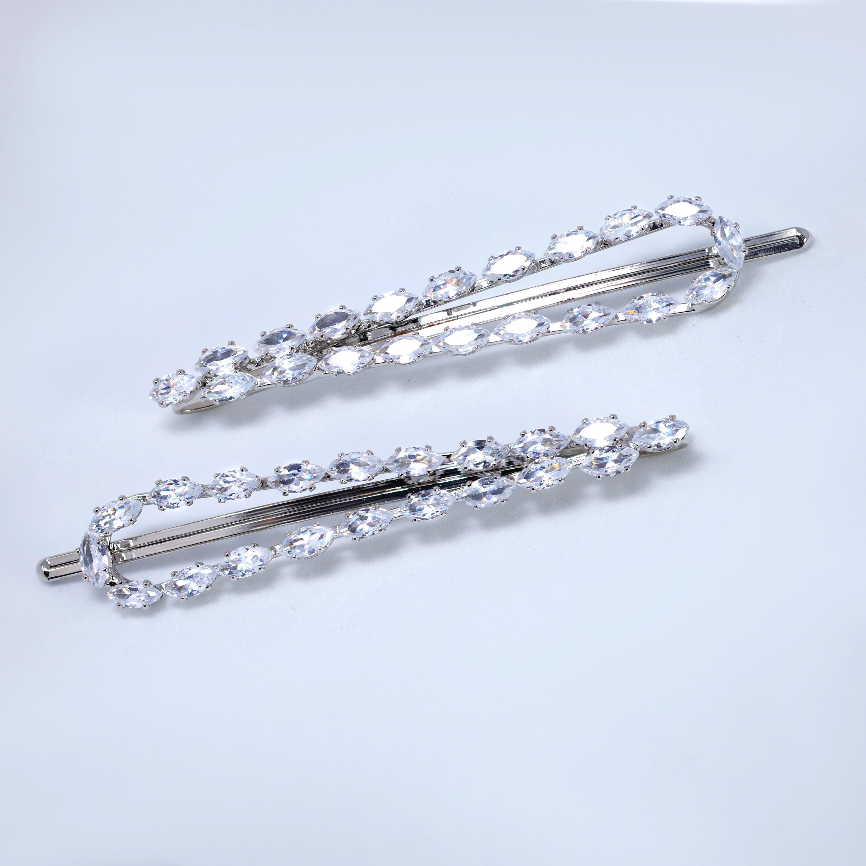 Set Of 2 Silver Spark Barrette Bridal Hair Clip, Bridesmaid Gift, Wedding Hair Accessory.