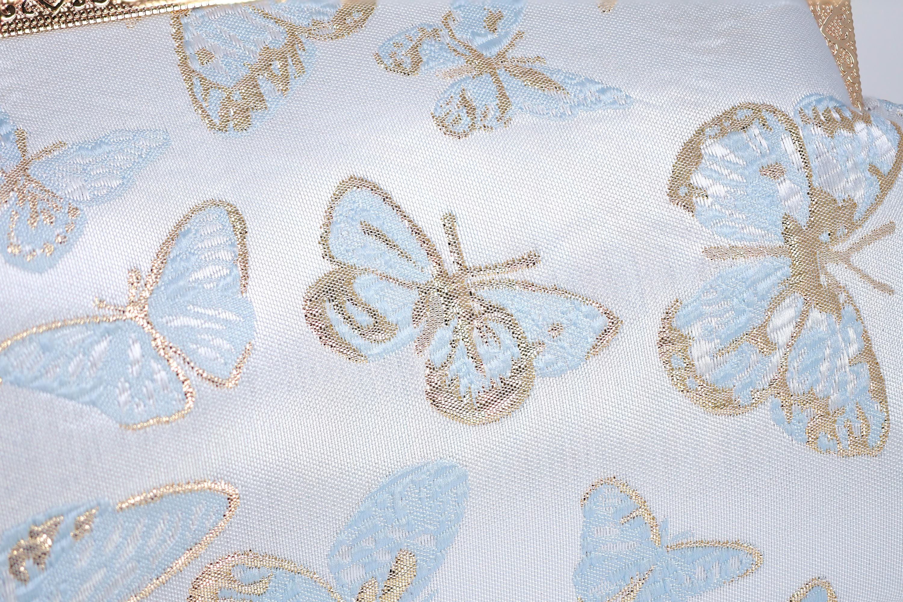 Shimmering Gold Butterflies In The Sky Bridal Wedding Bag, Statement Evening Wedding Clutch, Cross Body Bag