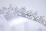 CZ Celeste Flower Leaf Crystal Tiara , bridal Crown Tiara, Floral Leaves crystal wedding tiara, Crystal Bride, Wedding Crown