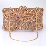 Shinny Golden Bronze Rhinestone Embellished Floral Garden Wedding Clutch, Statement Bag, Evening Wedding Clutch, Cross Body Bag