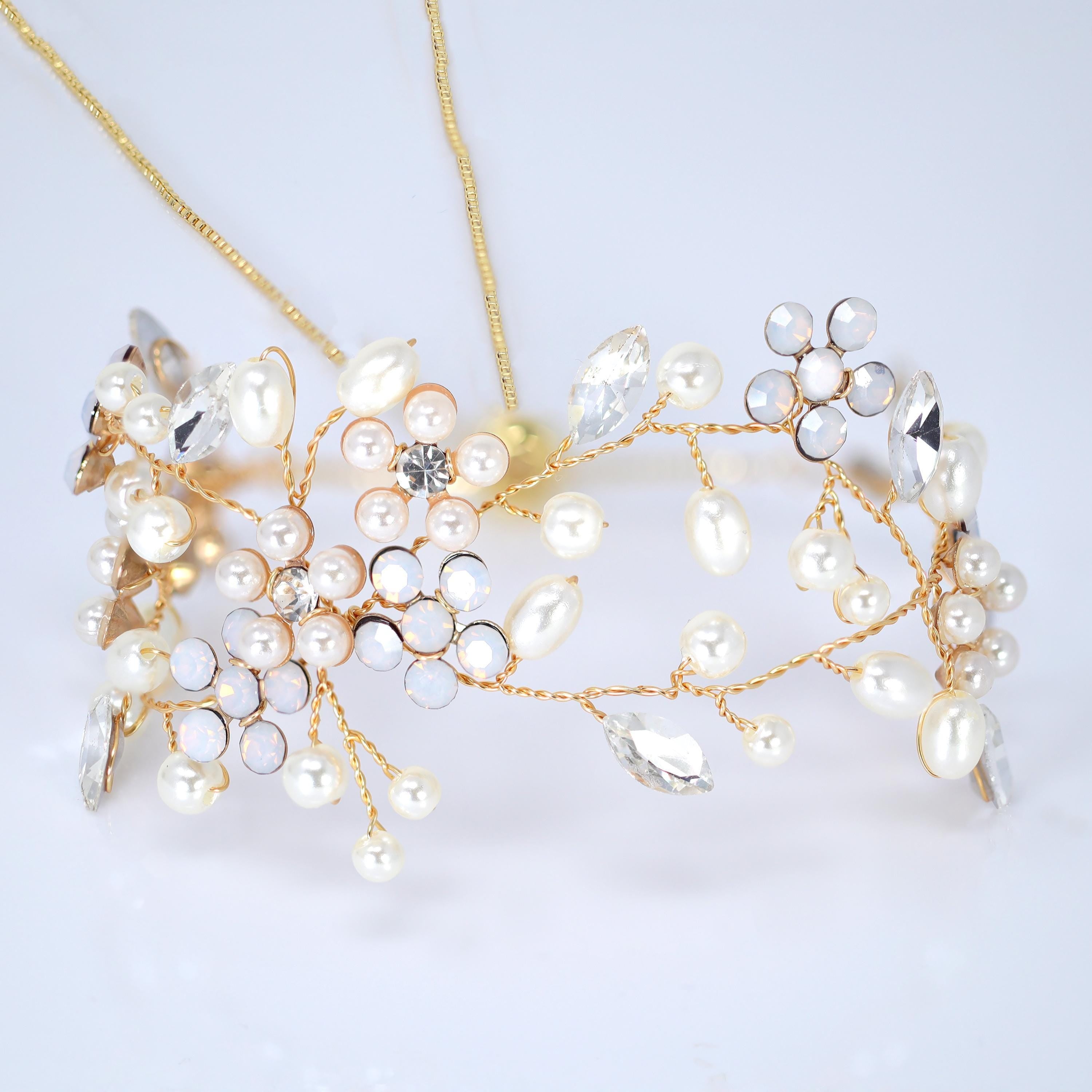 Faux Pearl Something Blue Opal Floral Earrings And Bracelet, Bridesmaid/ Bride Earrings, Gift for her, Light Weight Statement Earrings.