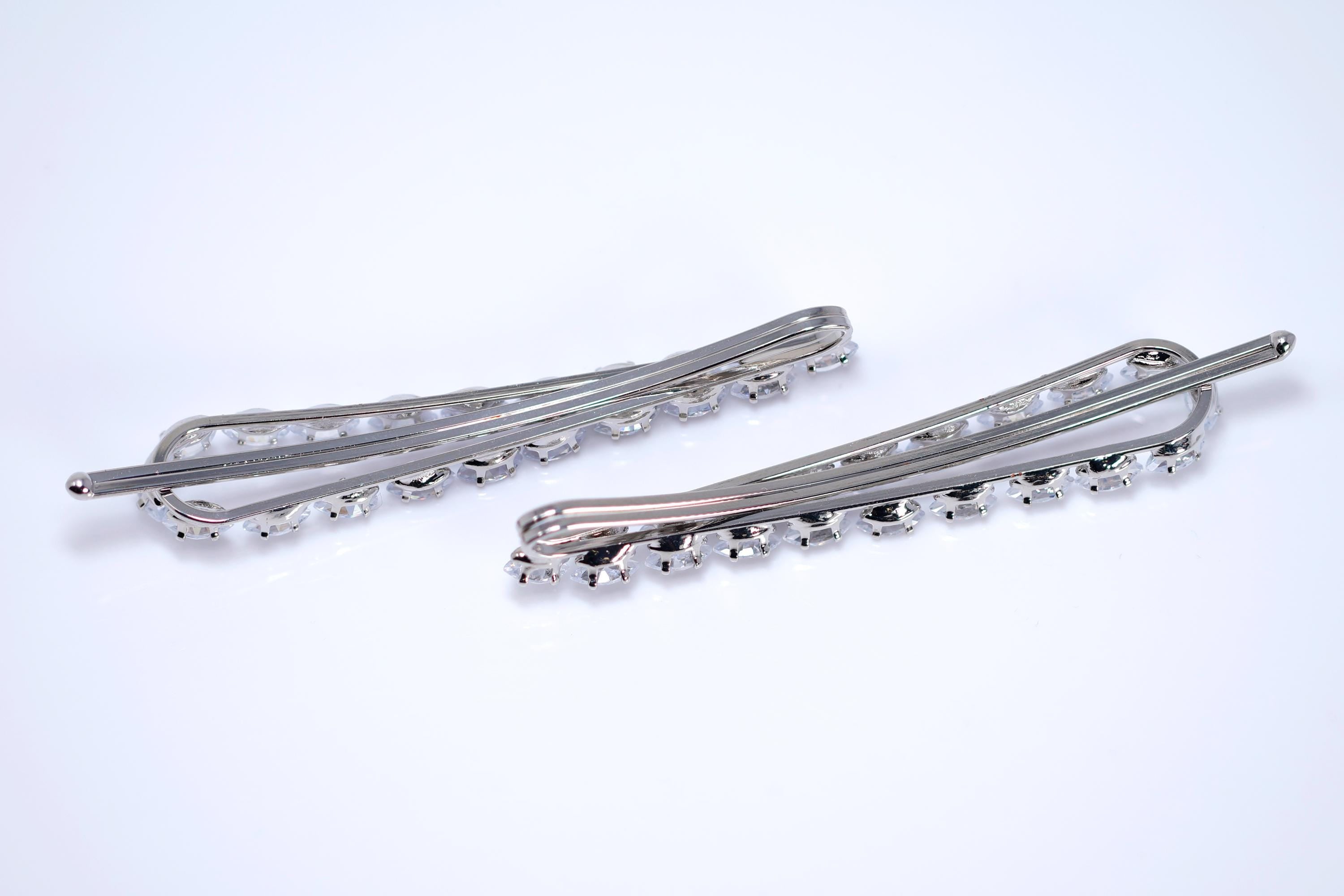 Set Of 2 Silver Spark Barrette Bridal Hair Clip, Bridesmaid Gift, Wedding Hair Accessory.