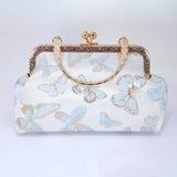 Shimmering Gold Butterflies In The Sky Bridal Wedding Bag, Statement Evening Wedding Clutch, Cross Body Bag
