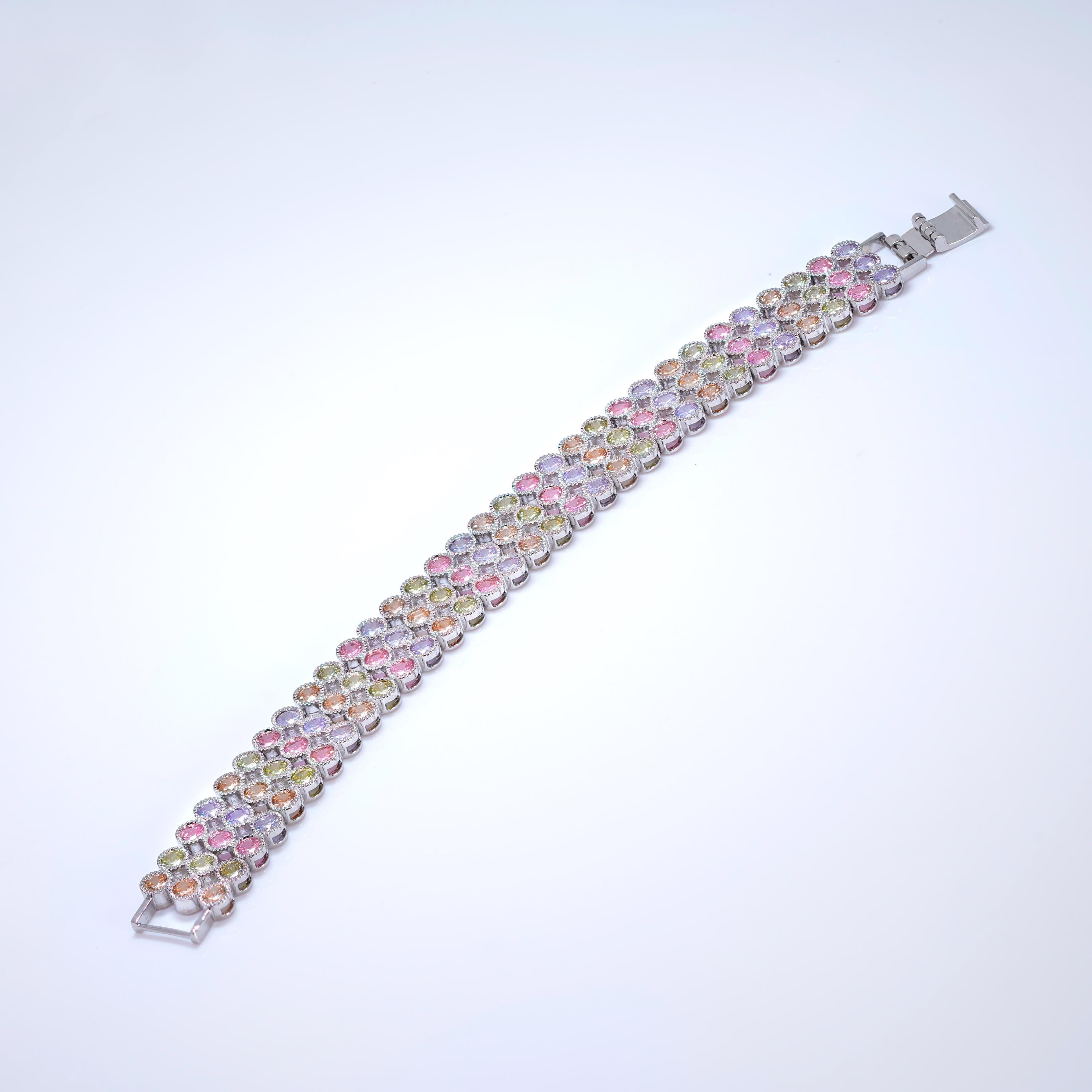 CZ Fairy's Colorful Embrace Tennis Bracelet , Diamond Bracelet, Bracelet Femme, Wedding Bracelet, Bridesmaid Gift, Rainbow Bridal Bracelet.