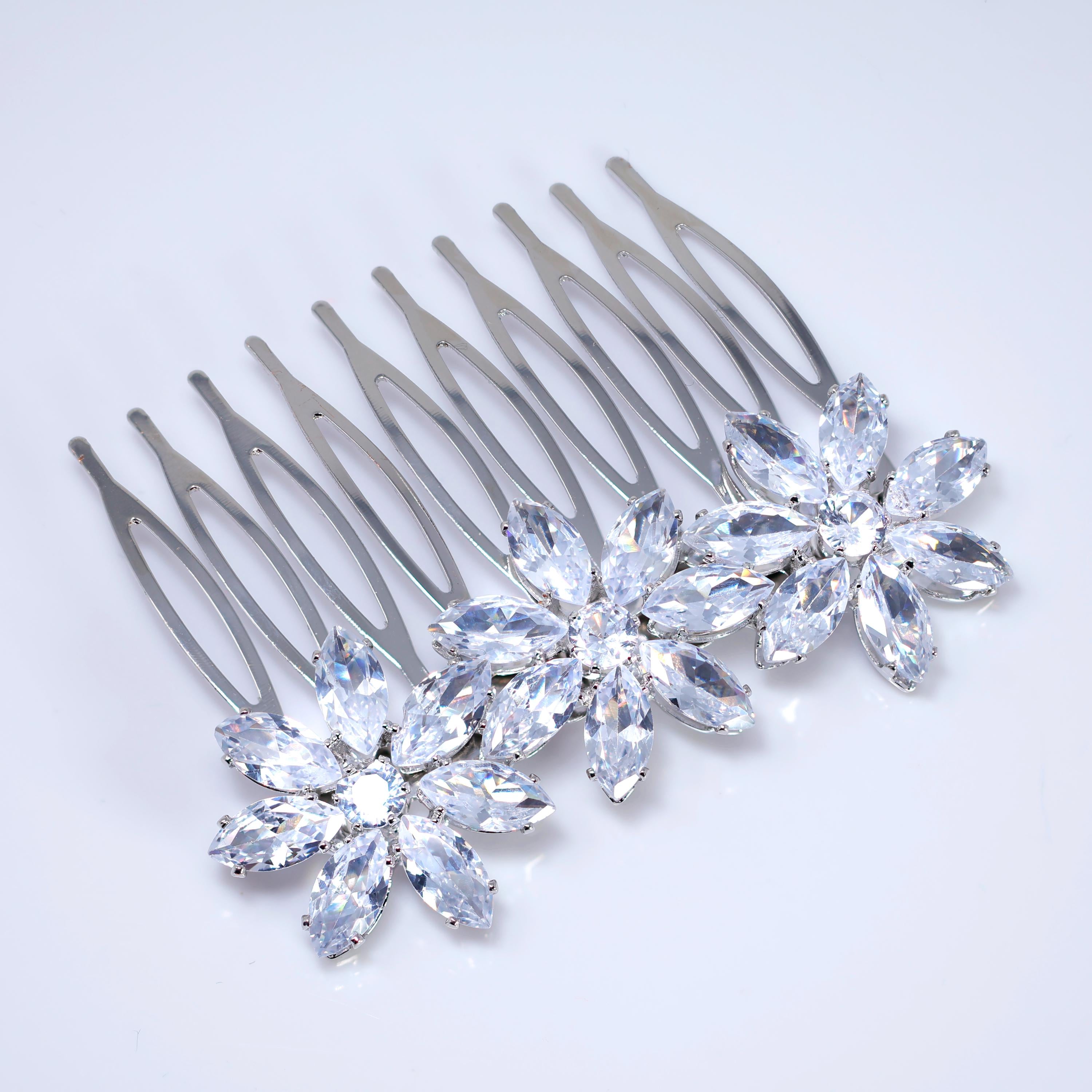 Cubic Zirconia, Forever In Bloom Dainty Bridal Hair Comb, Bridal Hair Accessories, Wedding Hair Accessory, Bridal Hair Comb.
