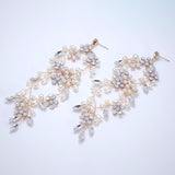 Faux Pearl Something Blue Opal Floral Earrings And Bracelet, Bridesmaid/ Bride Earrings, Gift for her, Light Weight Statement Earrings.