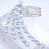 Silver Shimmering Droplets Bridal Hair Comb: Cubic Zirconia Wedding Accessory