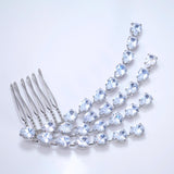 Silver Shimmering Droplets Bridal Hair Comb: Cubic Zirconia Wedding Accessory