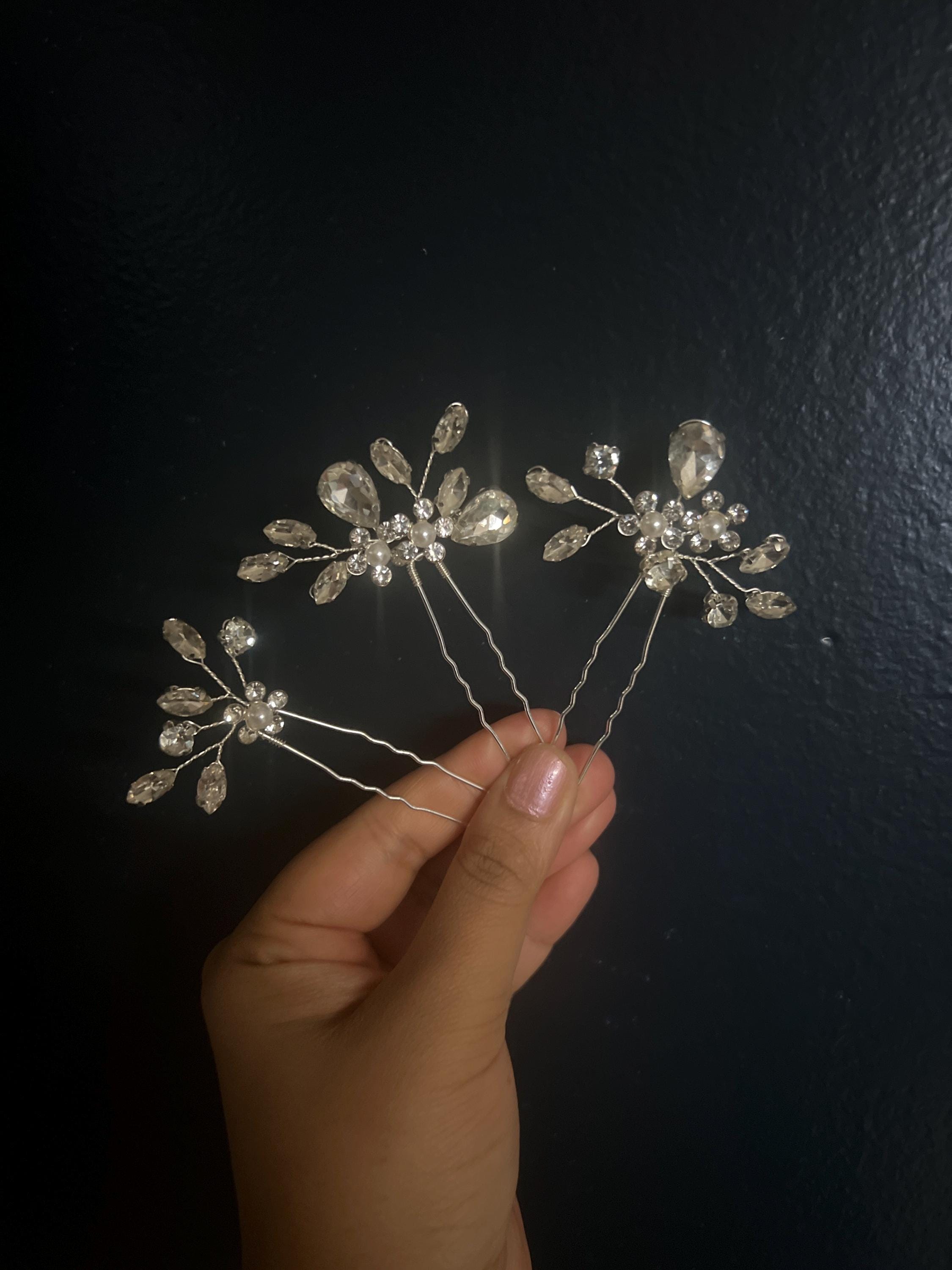 Swarovski Crystal Bridal Hair Pins - Flower And Pearl Garden Of Heaven - Set of 3