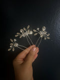 Swarovski Crystal Bridal Hair Pins - Flower And Pearl Garden Of Heaven - Set of 3