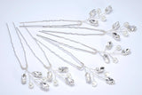 Set of 6 Hair Pins With Shimmering Leaves And Pearls , Swarovski Hair pins Set, Bridal Hair Accessories, Pearl hair pins, Gift For Her