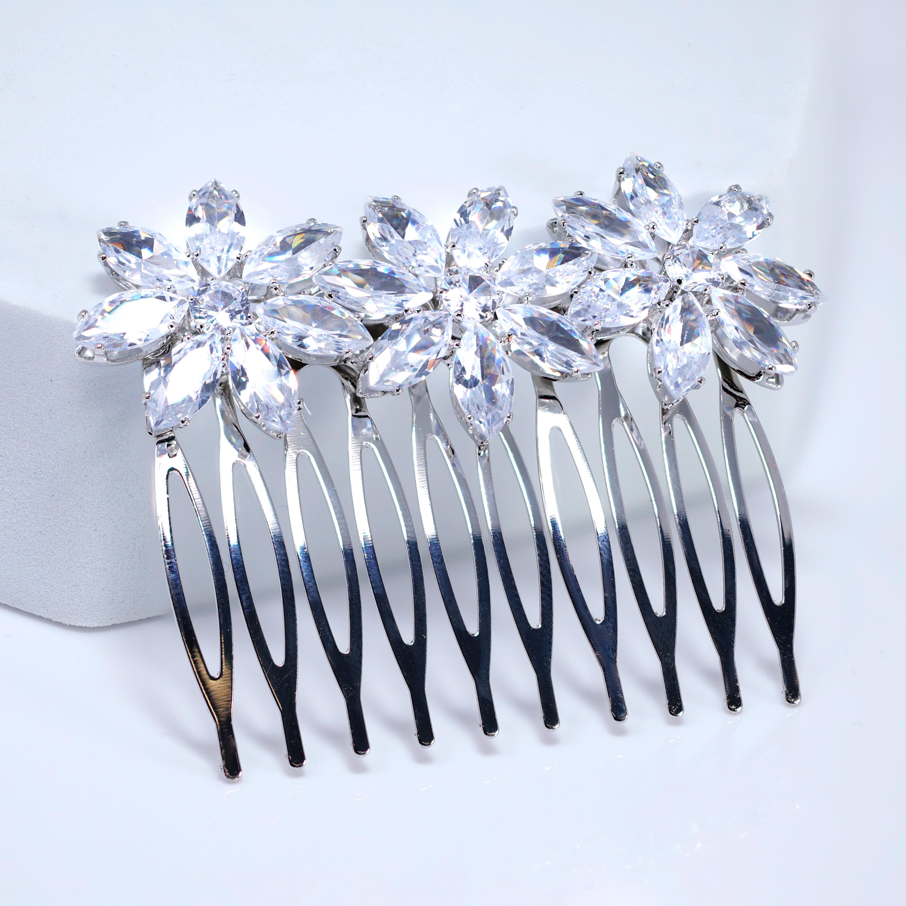 Cubic Zirconia, Forever In Bloom Dainty Bridal Hair Comb, Bridal Hair Accessories, Wedding Hair Accessory, Bridal Hair Comb.