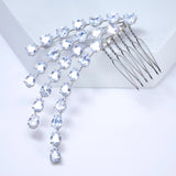 Silver Shimmering Droplets Bridal Hair Comb: Cubic Zirconia Wedding Accessory
