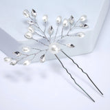 Sparkling Leaves And Pearls Hair Pin , Swarovski Hair pins Set, Bridal Hair Accessories, Pearl hair pins, Gift For Her