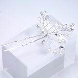 Sparkling Leaves And Pearls Hair Pin , Swarovski Hair pins Set, Bridal Hair Accessories, Pearl hair pins, Gift For Her