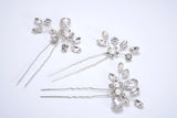Swarovski Crystal Bridal Hair Pins - Flower And Pearl Garden Of Heaven - Set of 3